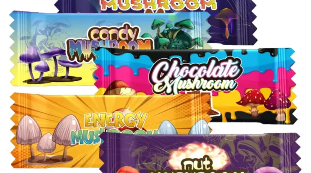 mushroom chocolate bar packaging