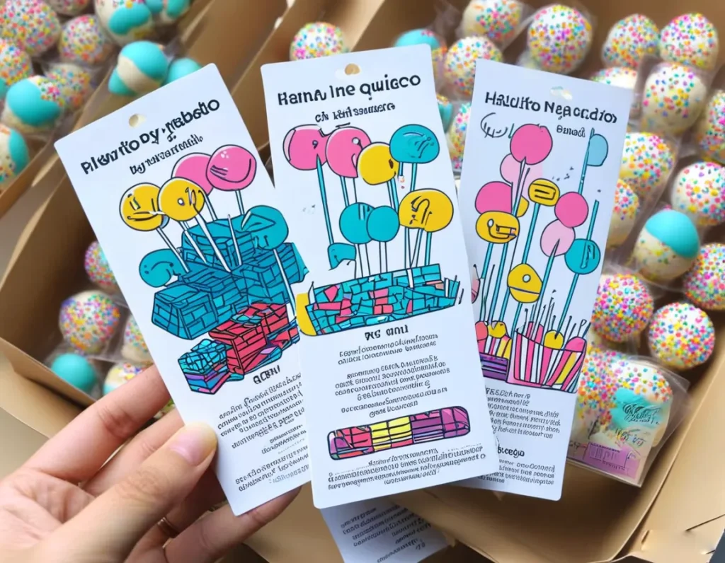Cake Pops Care Instructions Cards
