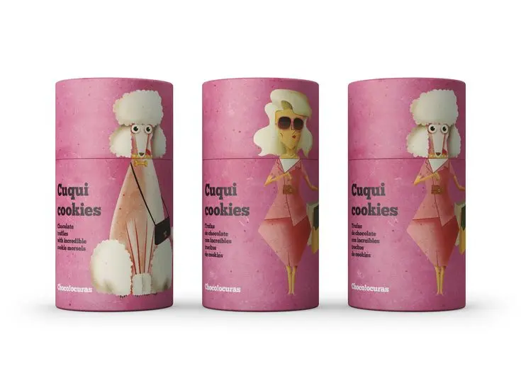 Chocolocuras cylindrical packaging