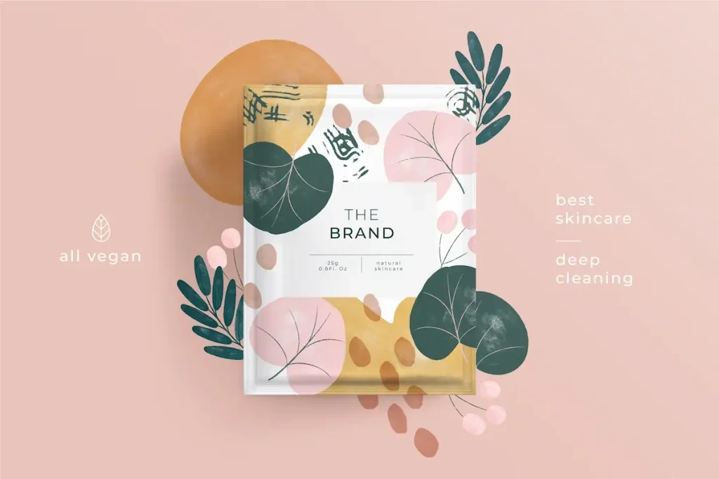 watercolor cosmetic label design packaging