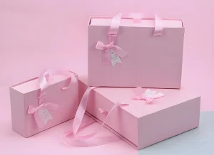 Pink drawer type folding box