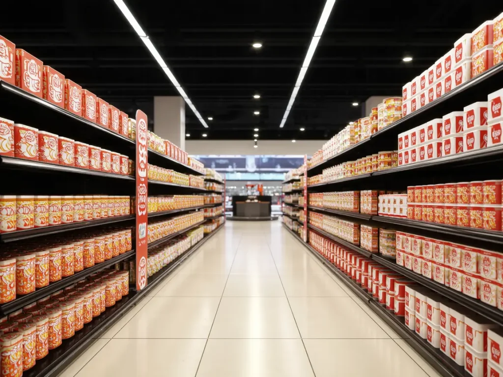 Branded packaging on retail shelves