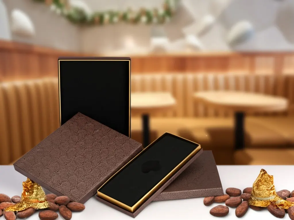 Dark brown gold embossed chocolate gift box