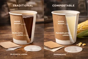 What are disposable coffee cups made of