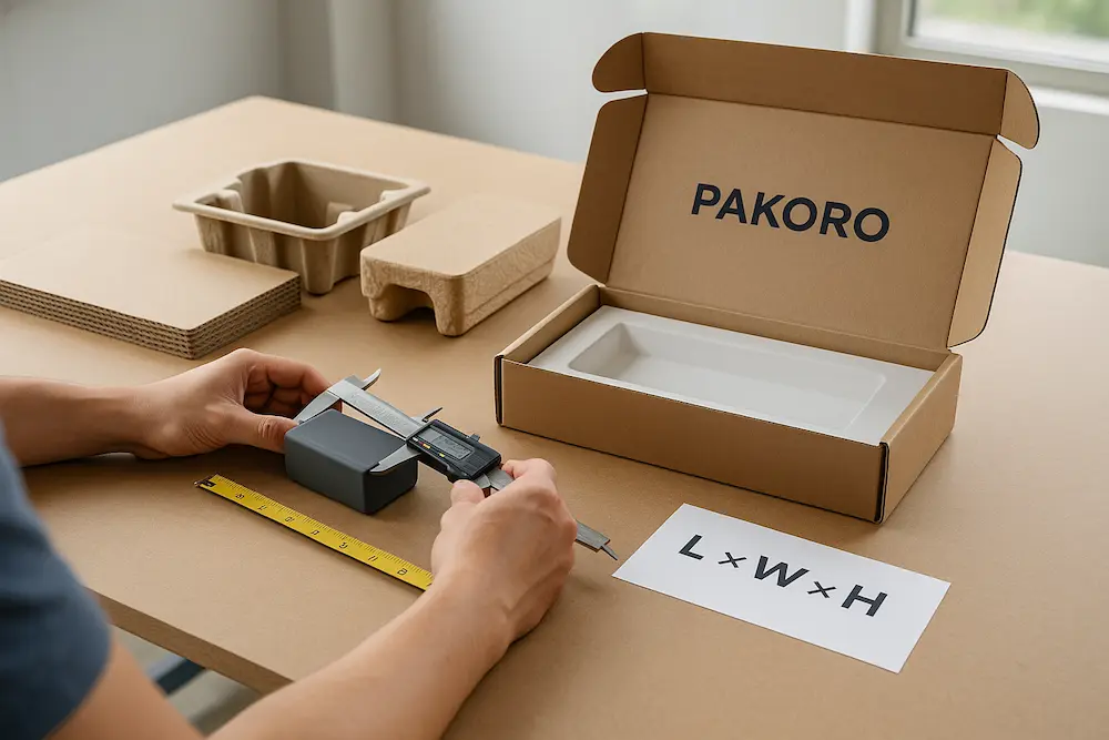 Measuring the product and fitting the insert.