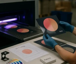 Packaging UV coating process