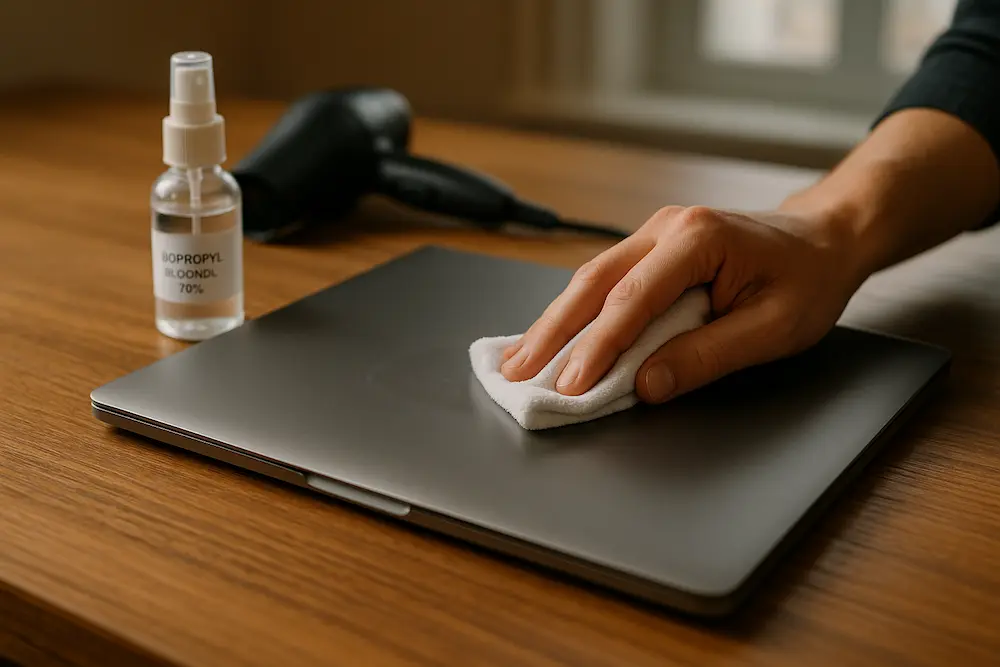 Safe residue cleanup on an electronic device.