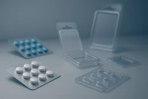 Soft-lit blister packs on a clean grey backdrop