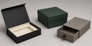 Magnetic closure, drawer-style, and two-piece rigid gift boxes for luxury packaging supplier sourcing