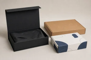 Rigid garment box, apparel mailer, and folding clothing box for China packaging manufacturer sourcing