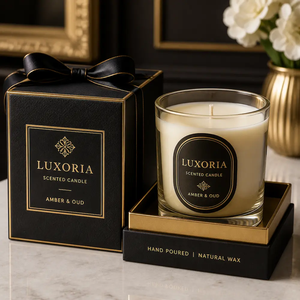 Luxurious candle packaging