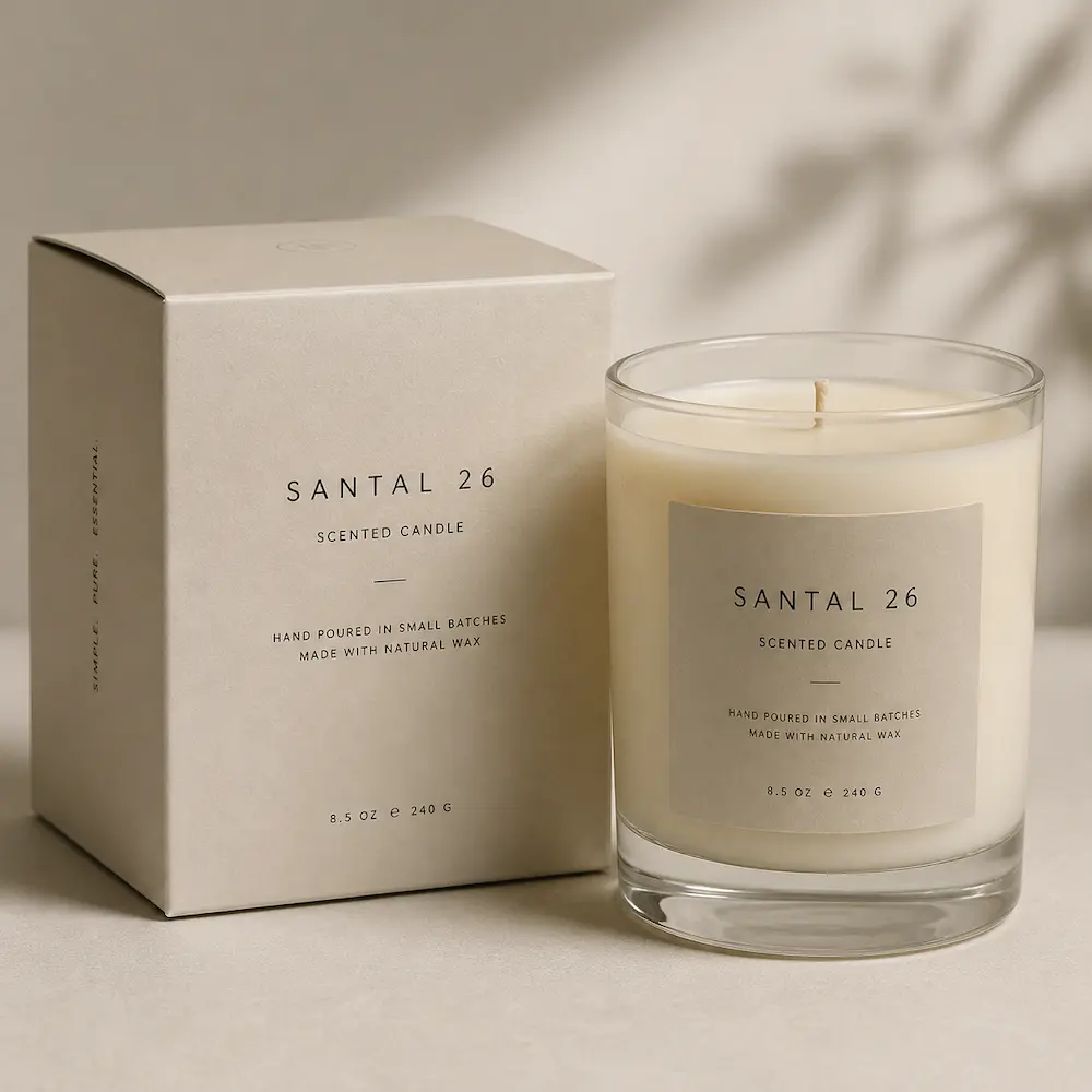 Minimalist and elegant candle packaging