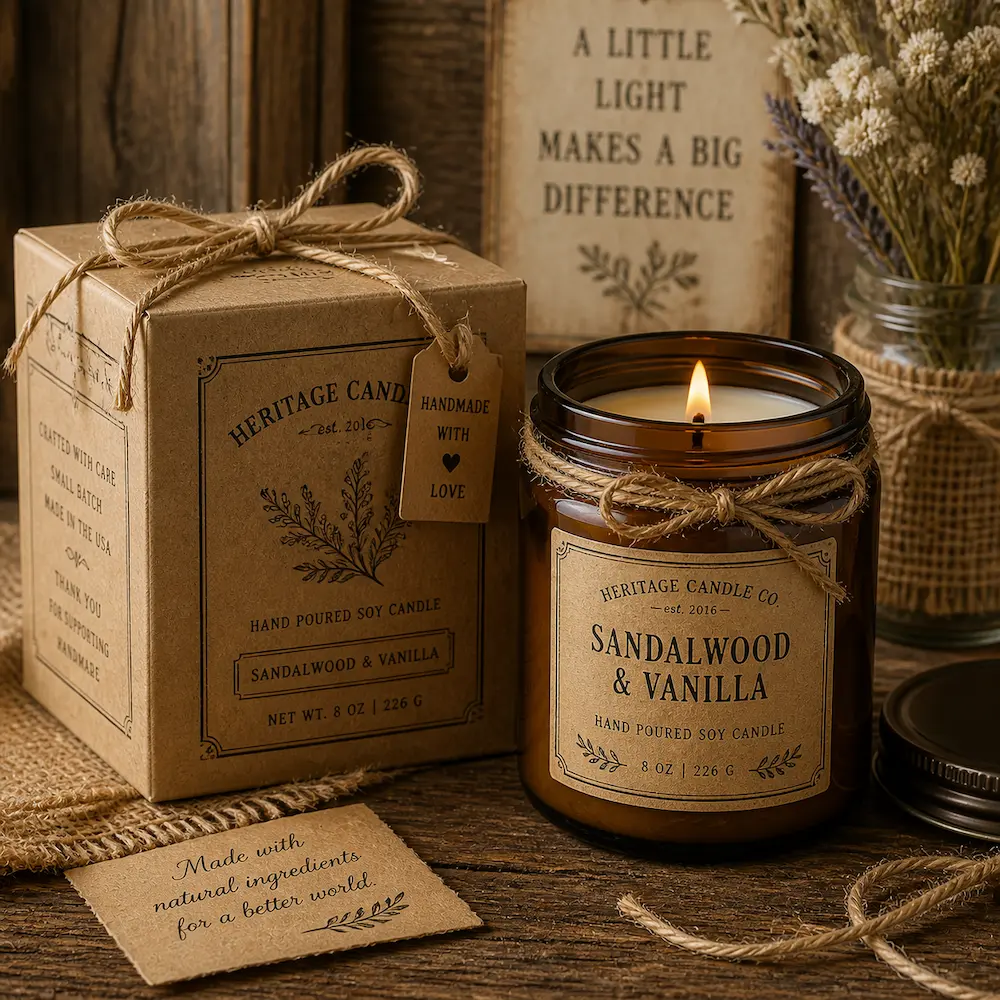 Vintage candle packaging