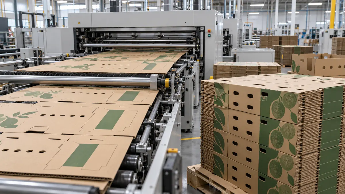 Corrugated fruit box manufacturing and die-cutting process