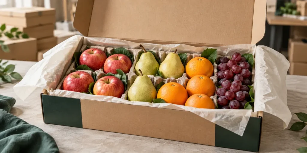Premium custom fruit gift box with molded pulp insert