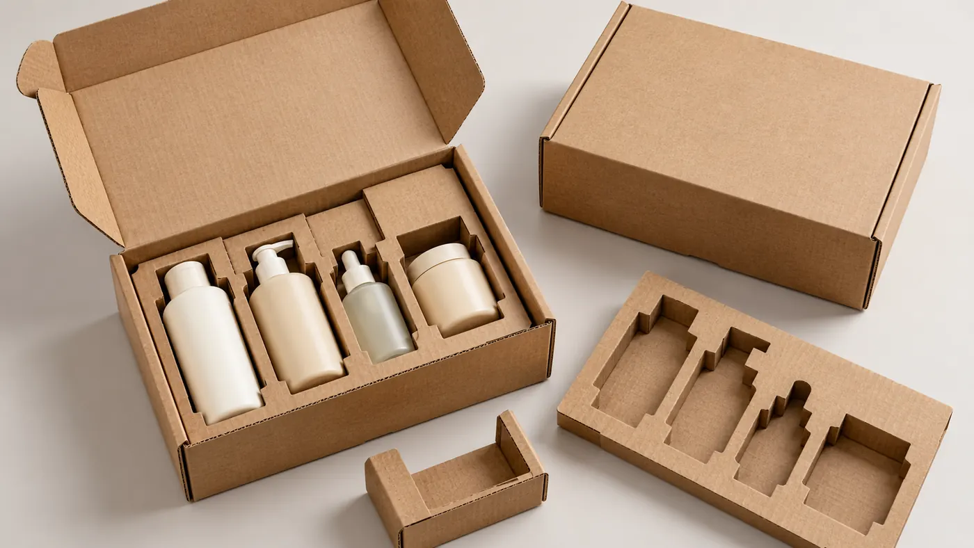 Corrugated shipping box with custom paper insert for products