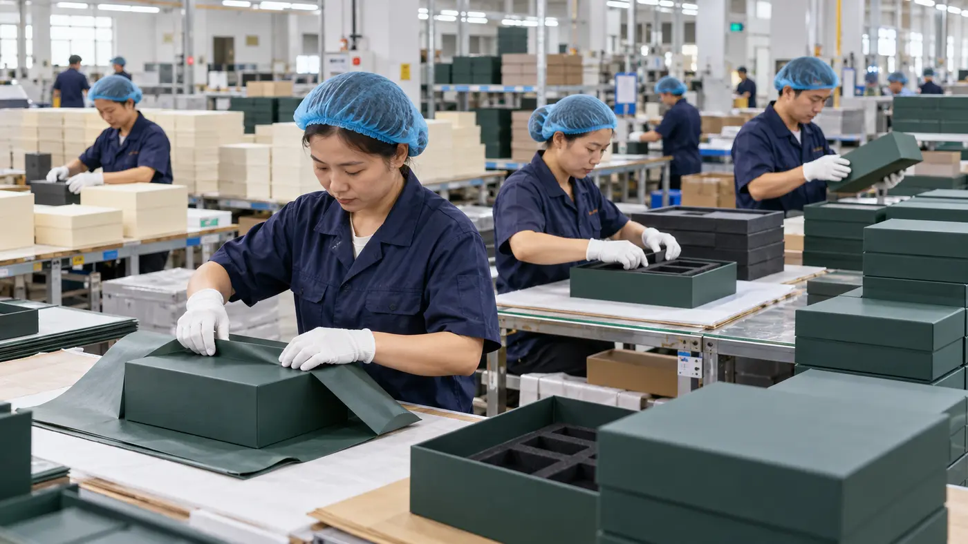 Premium rigid gift box manufacturing and wrapping