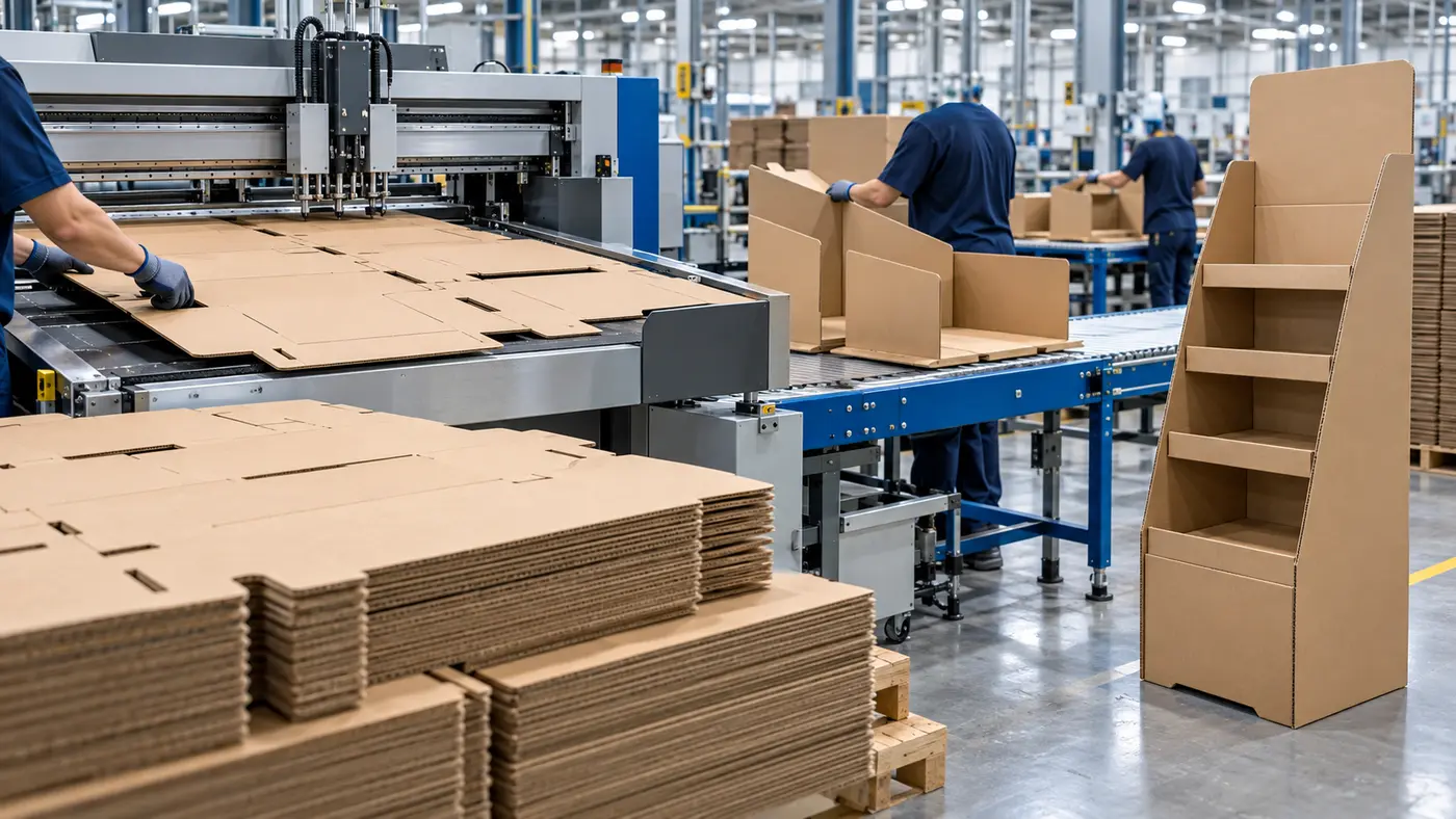 Corrugated POP display die cutting and assembly process